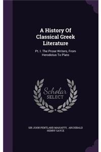 A History Of Classical Greek Literature