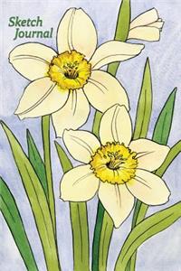 Sketch Journal: Daffodils 6x9 - Pages Are Lined on the Bottom Third with Blank Space on Top