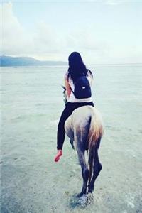 Lovely Woman Riding a Horse on the Beach Journal