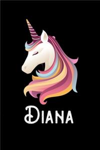 Diana: Journal (Diary, Notebook) Personalized Custom Name Unicorn Birthday Gift for Girls and Women