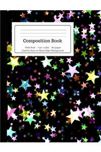 Composition Book Colorful Stars on Black Night Background