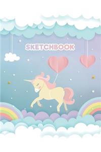 Unicorn Sketch Book: Cloudy Pastel Unicorn Dreams: 120 Pages of 8.5 X 11 Blank Paper for Drawing, Sketching and Doodling