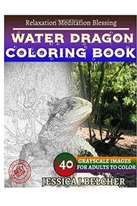 Water Dragon Coloring Book for Adults Relaxation Meditation Blessing: Sketches Coloring Book 40 Grayscale Images