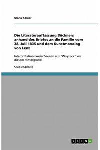 Literaturauffassung Büchners anhand des Briefes an die Familie vom 28. Juli 1835 und dem Kunstmonolog von Lenz