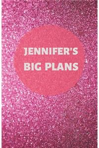 Jennifer's Big Plans - Notebook/Journal/Diary - Personalised Girl/Women's Gift - Birthday/Party Bag Filler - 100 lined pages (Dark pink glitter)