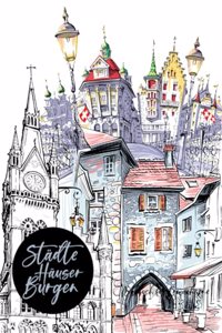 Cities, Houses, Castles Coloring Book for Adults Cities Coloring Book Architecture Coloring Book Houses Coloring Book A4