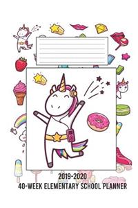 2019-2020 40-Week Elementary School Planner: Pop Art Unicorn student planning agenda and calendar with notes, to-do, assignment tracking, and goal planning