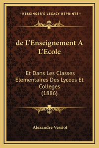 de L'Enseignement A L'Ecole
