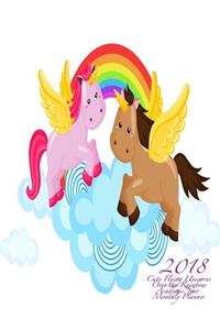 2018 Cute Flying Unicorns Over the Rainbow Academic Year Monthly Planner