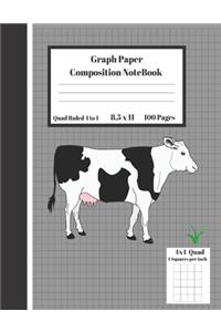 Graph Composition Notebook 4 Squares per inch 4x4 Quad Ruled 4 to 1 / 8.5 x 11 100 Sheets