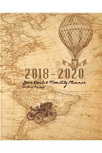 2018-2020 Old World Map Design Year Goals and Monthly Planner