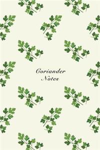 Coriander Notes: 6"x9" Unruled Blank Notebook Watercolor Texture Design Vegetable Food Ingredient Pattern Cover. Matte Softcover Note Book Journal