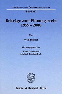 Beitrage Zum Planungsrecht 1959-2000