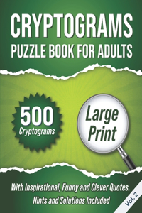 Cryptograms Puzzle Book For Adults