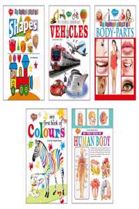 Picture Book Collection For Early Learning (Set Of 5) - My First Book Of Shapes, My First Book Of Body Parts, My First Book Of Human Body, My First Book Of Vehicles And My First Book Of Colours