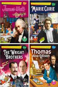 Sawan Set Of 4 Books Great Human Who Changed The World Series (James Watt, Marie Curie, The Wright Brothers, Thomas Alva Edison)