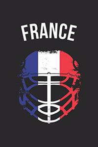 France Hockey Notebook - France Flag Hockey Helmet - Gift for Hockey Player - Hockey Diary