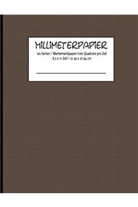 MILLIMETERPAPIER 120 Seiten / Mathematikpapier /vier Quadrate pro Zoll 8.5 x 11 Zoll / 21.59 x 27.94 cm
