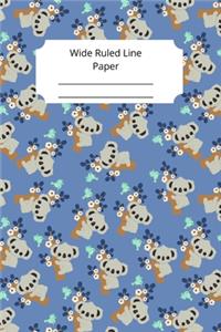 Cute Baby Koala Theme Wide Ruled Line Paper