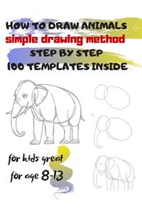 HOW TO DRAW ANIMALS simple drawing method STEP BY STEP 100 TEMPLATES INSIDE