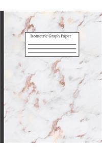 Isometric Graph Paper: 3-D Design .28 Grid Equilateral Triangle Notebook: 8.5 x 11 108 Pages, Pretty Gray & Rose Marble