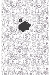 (Black) Smart Piggy Monthly Household Budget Planner, 24 Months Expense Write-in Notebook.