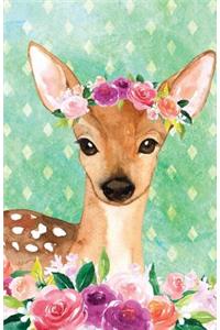 Journal Notebook For Animal Lovers Female Deer In Flowers