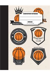 Composition notebook unruled 8.5 x 11 inch 200 page, Basketball club