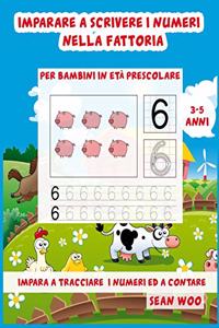 Imparare a scrivere i numeri nella fattoria per bambini in età prescolare 3 - 5 anni