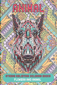 Stress Relieving Coloring Books Flowers and Animal - Animal