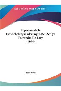 Experimentelle Entwickelungsanderungen Bei Achlya Polyandra de Bary (1904)