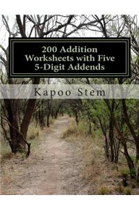 200 Addition Worksheets with Five 5-Digit Addends