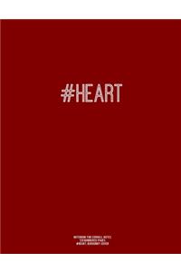 Notebook for Cornell Notes, 120 Numbered Pages, #HEART, Burgundy Cover
