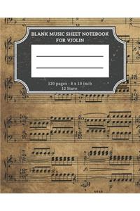 Blank Music Sheet Notebook For Violin