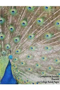 Composition Journal Peacock 100 College Ruled Pages