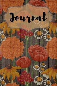 Dark Orange Floral Journal