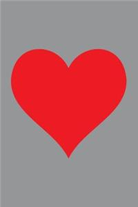 Blank Notebook - 100 Pages - Red Heart on Gray / Grey