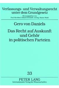 Das Recht Auf Auskunft Und Gehoer in Politischen Parteien