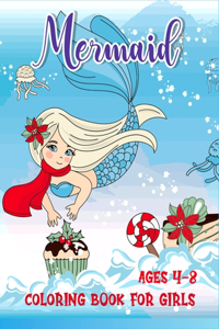 mermaid coloring book for girls ages 4-8
