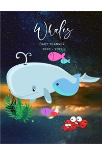 2020 2021 15 Months Whales Daily Planner