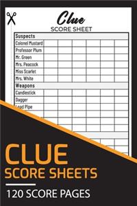 Clue Score Sheets 120 Score Pages