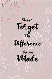 Never Forget The Difference You've Made