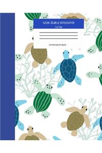 Wide Ruled Turtle Notebook Composition Book