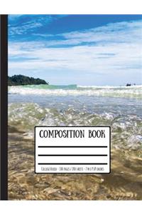 Tropical Beach Composition Book: College Ruled - 100 Pages / 200 Sheets - 7.44 X 9.69 Inches