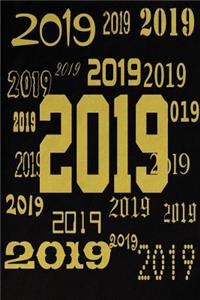 2019 Journal 2019 Pattern Gold Font Black Colors