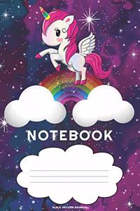 Black Unicorn Rainbow Notebook