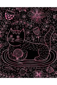 Journal Notebook Cute Cat in Flowers Pattern 9