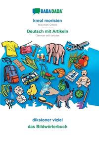 BABADADA, kreol morisien - Deutsch mit Artikeln, diksioner viziel - das Bildwörterbuch