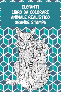 Libro da colorare - Grande stampa - Animale realistico - Elefanti
