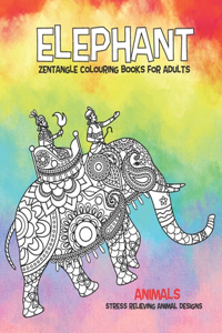 Zentangle Colouring Books for Adults - Animals - Stress Relieving Animal Designs - Elephant